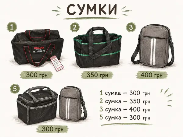 Различние сумки для инструментов.
